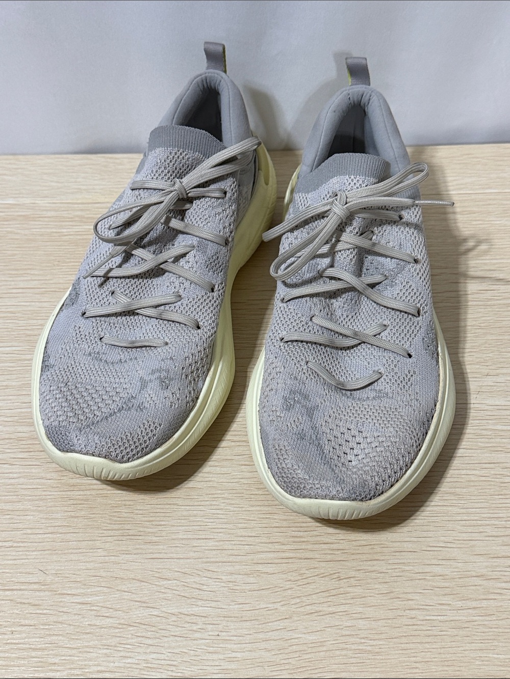 Sorel Women’s Knit Lace-Up Sneakers in Light Gray with Cream Sole